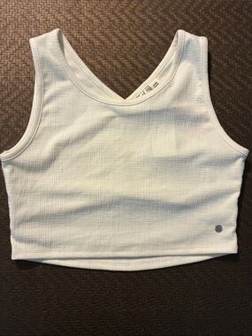 Roxy Snow White Ribbed Cropped Tank Top with Logo Tag
